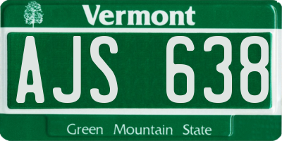VT license plate AJS638