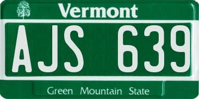 VT license plate AJS639