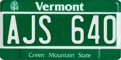 VT license plate AJS640