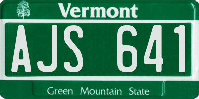 VT license plate AJS641
