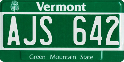 VT license plate AJS642