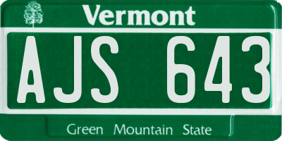 VT license plate AJS643