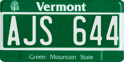 VT license plate AJS644