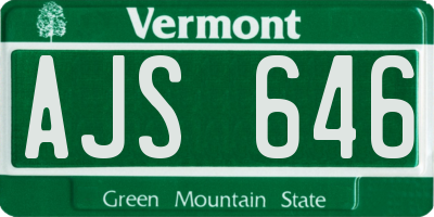 VT license plate AJS646