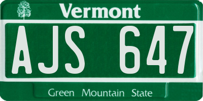VT license plate AJS647