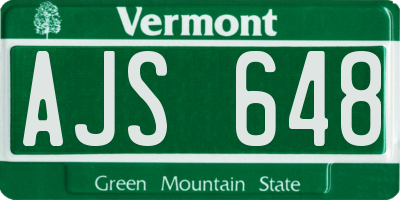 VT license plate AJS648
