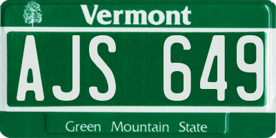 VT license plate AJS649