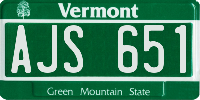 VT license plate AJS651