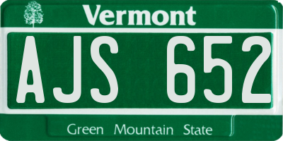 VT license plate AJS652