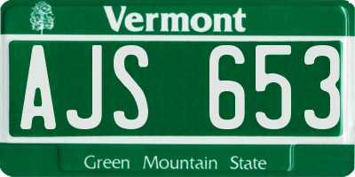 VT license plate AJS653