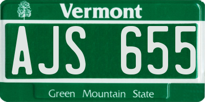 VT license plate AJS655