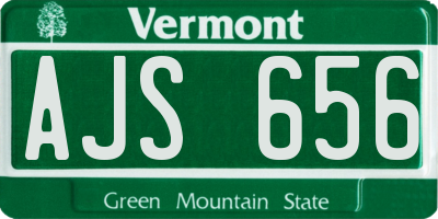 VT license plate AJS656