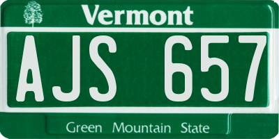 VT license plate AJS657