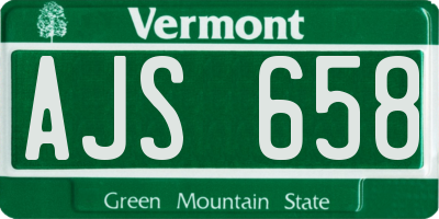 VT license plate AJS658
