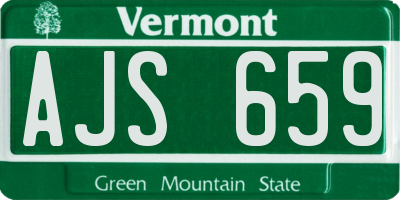 VT license plate AJS659