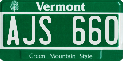VT license plate AJS660