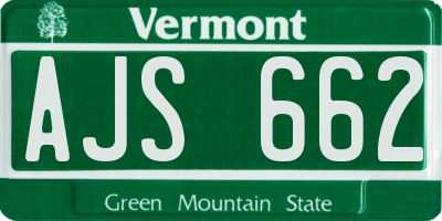 VT license plate AJS662