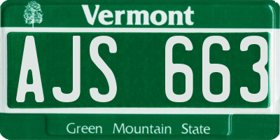 VT license plate AJS663