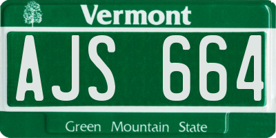 VT license plate AJS664