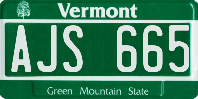 VT license plate AJS665