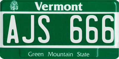VT license plate AJS666