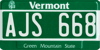 VT license plate AJS668