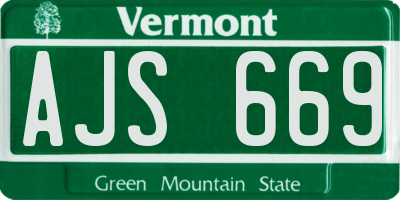 VT license plate AJS669