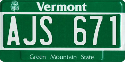 VT license plate AJS671