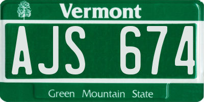 VT license plate AJS674