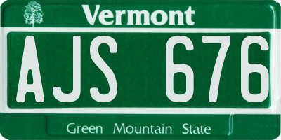 VT license plate AJS676