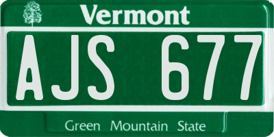 VT license plate AJS677