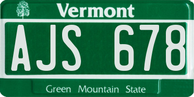 VT license plate AJS678