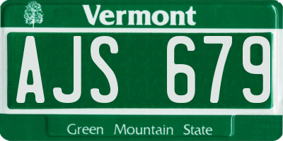 VT license plate AJS679