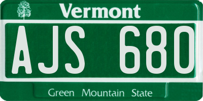 VT license plate AJS680