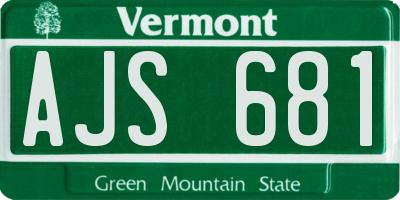 VT license plate AJS681