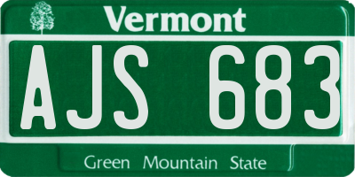 VT license plate AJS683