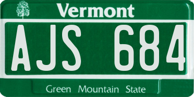 VT license plate AJS684