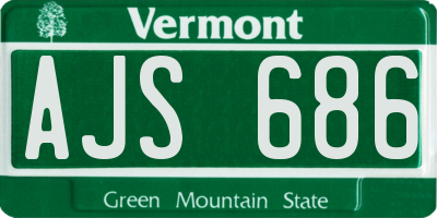 VT license plate AJS686