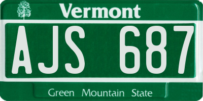 VT license plate AJS687