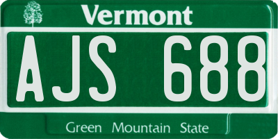 VT license plate AJS688