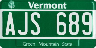 VT license plate AJS689