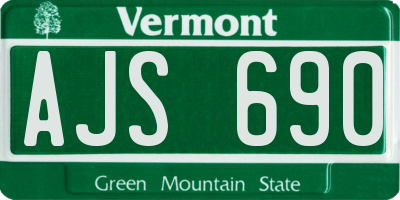 VT license plate AJS690