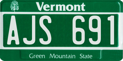 VT license plate AJS691