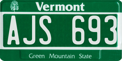 VT license plate AJS693