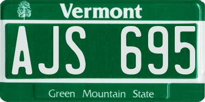 VT license plate AJS695