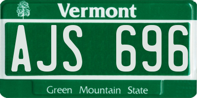 VT license plate AJS696
