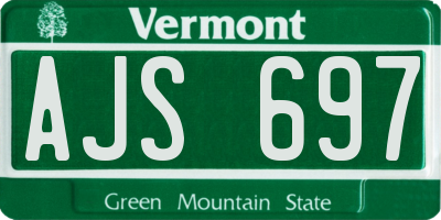 VT license plate AJS697