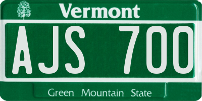 VT license plate AJS700