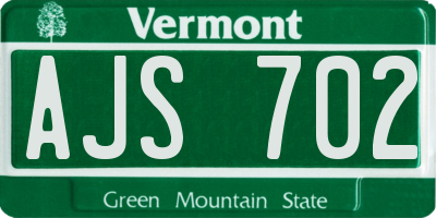 VT license plate AJS702
