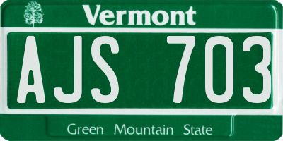 VT license plate AJS703